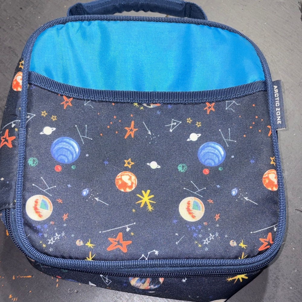 Space-Themed Kids Lunch Bag - Blue and Black